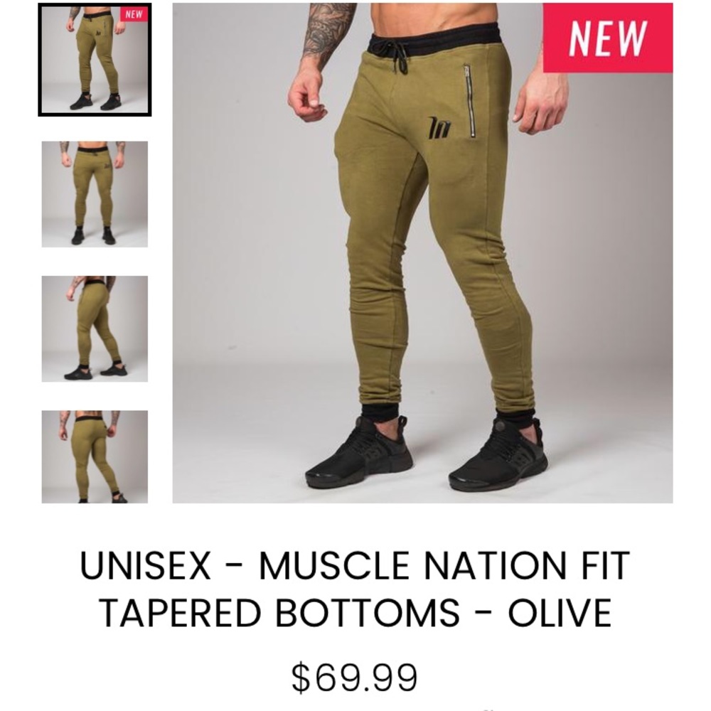 UNISEX - MUSCLE NATION FIT TAPERED BOTTOMS - Olive